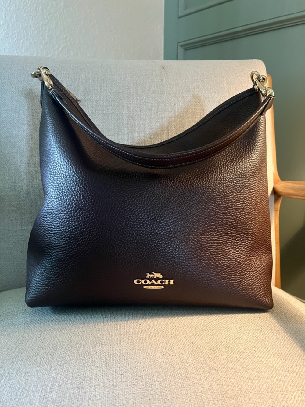 Coach Laurel (Large) Pebbled Leather Shoulder Bag in maple